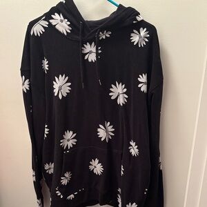 Hollister Black Hoodie with White Daisy Print
